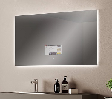 Warm memo in oval backlit mirror