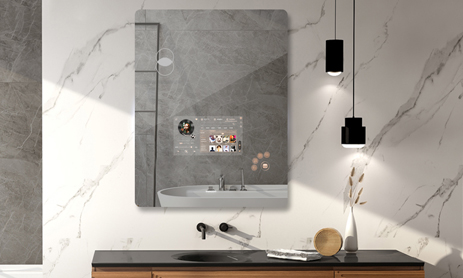 Listen to the music on Fitbathmirror smart bathroom tv mirror