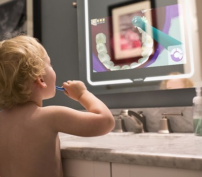 Smart toothbrush in our smart bathroom mirror